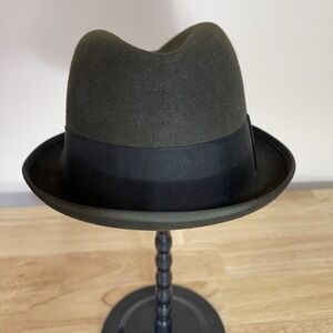 Vintage ADAM New York Brown Fedora Hat Black Ribbon Bard Nu Bark